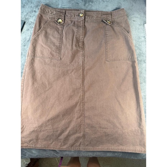 Kim Rogers Womens 12 Brown Denim Skirt Knee Length Button Casual - Picture 4 of 6